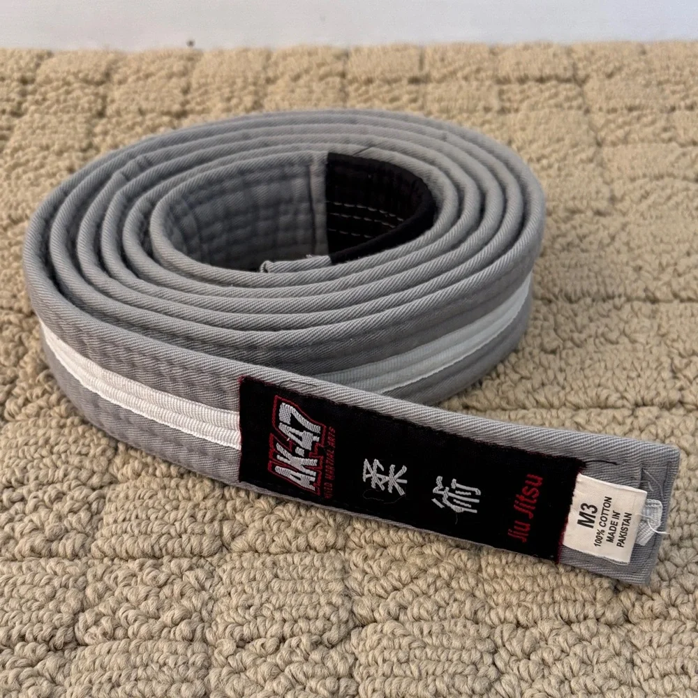 AK-47 Jiu-Jitsu Gray Belt with White Stripe
